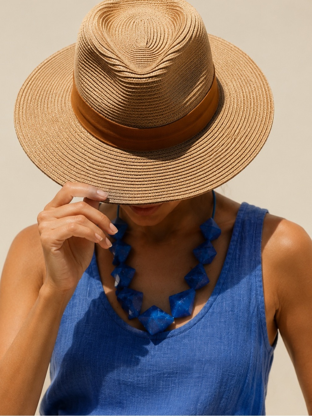 🆕Wide Brim  Sun Hat with Brown Band